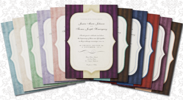 Vintage Charm Wedding Invitations available in a variety of colors