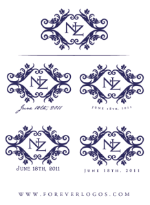 Fourth round of ideas for Nicole's sophisticated rustic wedding logo.